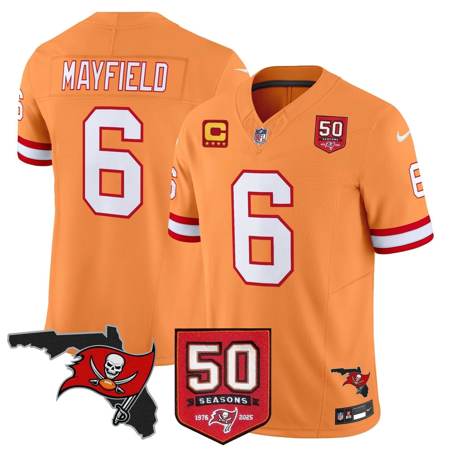 Tampa Bay Buccaneers 50th Season Patch Vapor Limited Jersey - All Stitched