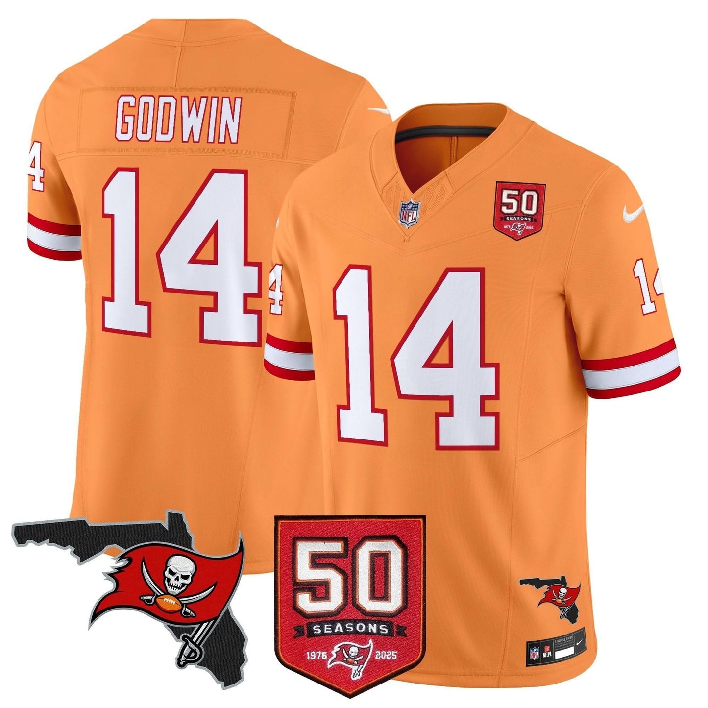 Tampa Bay Buccaneers 50th Season Patch Vapor Limited Jersey - All Stitched