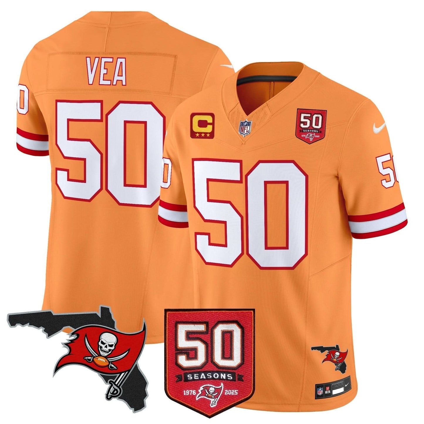 Tampa Bay Buccaneers 50th Season Patch Vapor Limited Jersey - All Stitched