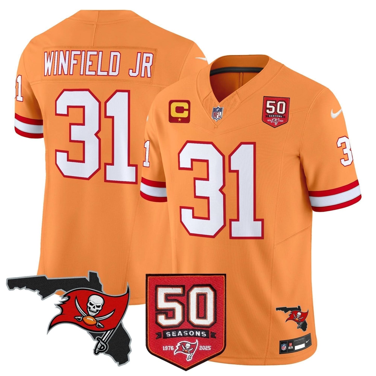 Tampa Bay Buccaneers 50th Season Patch Vapor Limited Jersey - All Stitched