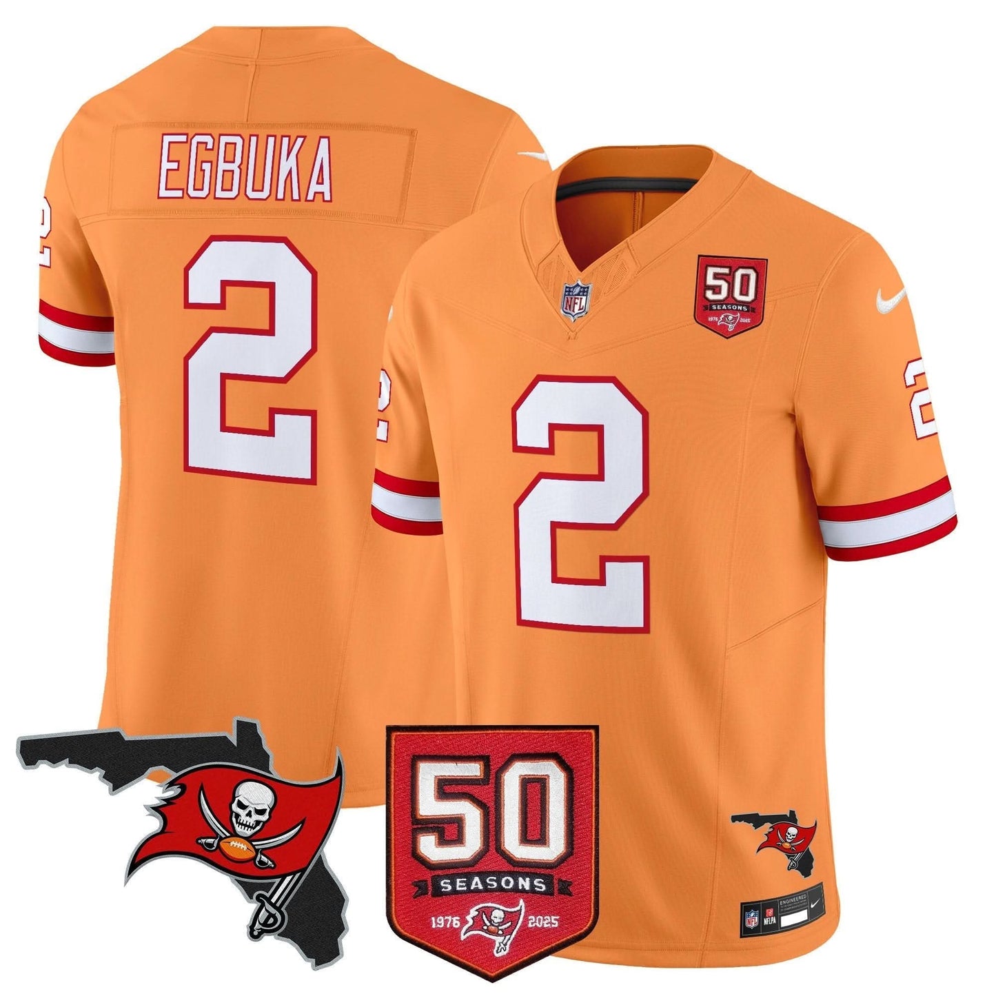 Tampa Bay Buccaneers 50th Season Patch Vapor Limited Jersey - All Stitched