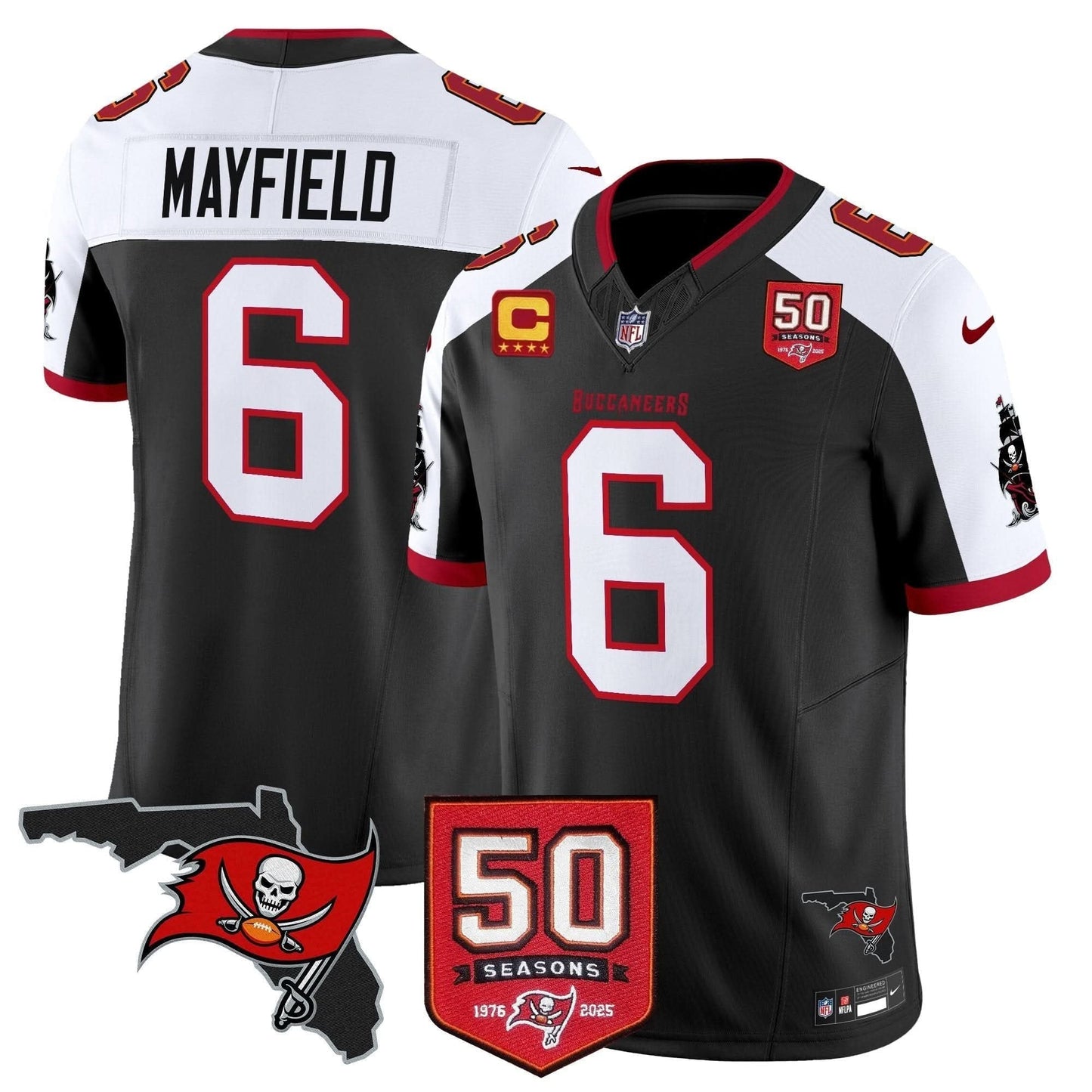 Tampa Bay Buccaneers 50th Season Patch Vapor Limited Jersey - All Stitched