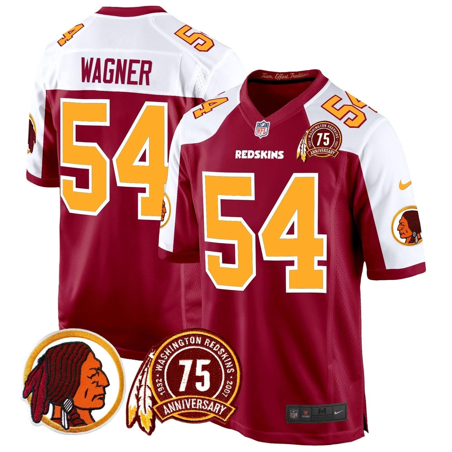 Washington Redskins 75th Patch Throwback Game Jersey - All Stitched