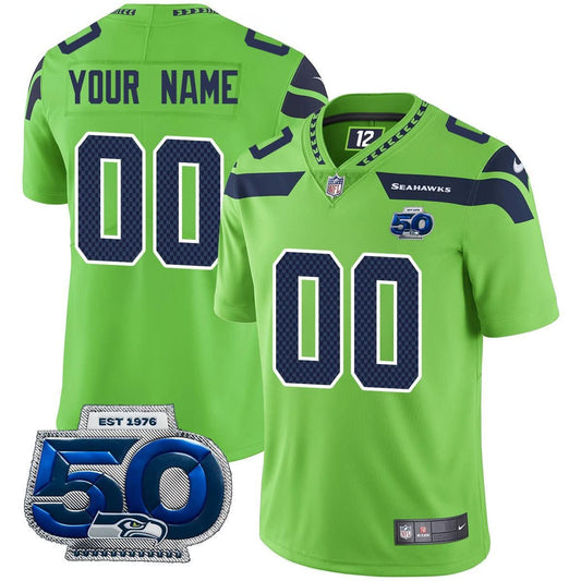 Custom Gender/Name Seattle Seahawks 50th Season Vapor Limited Jersey - All Stitched