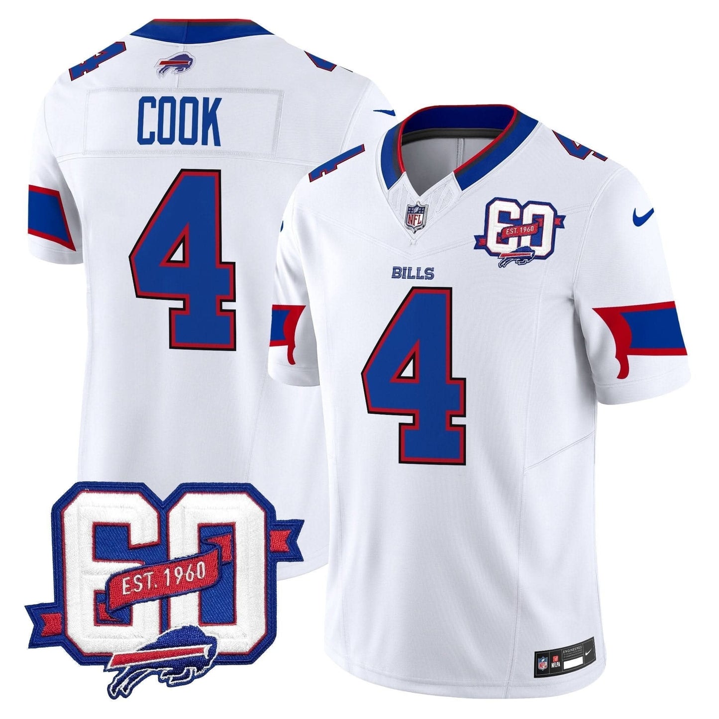 Bills 60th Anniversary Patch Vapor Limited Jersey - All Stitched