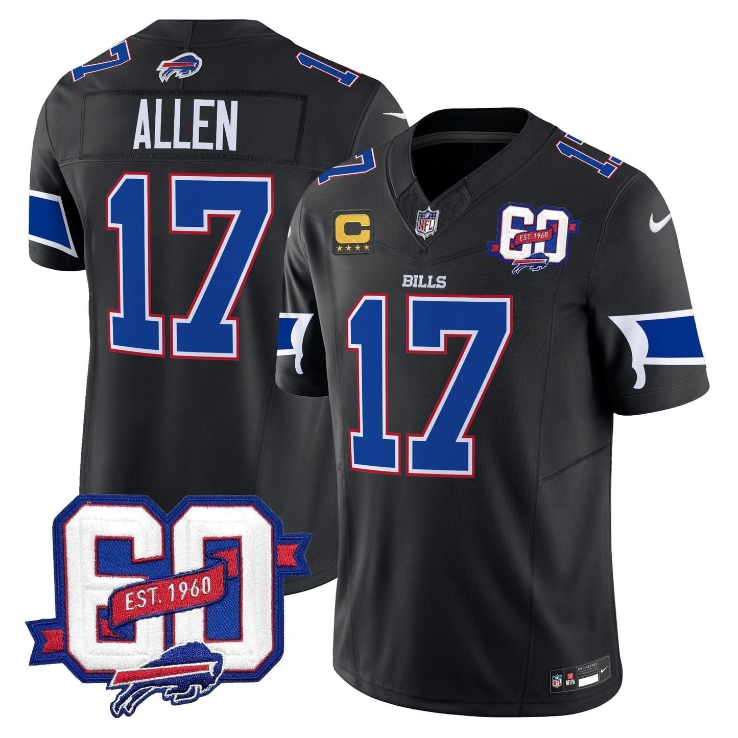 Bills 60th Anniversary Patch Vapor Limited Jersey - All Stitched
