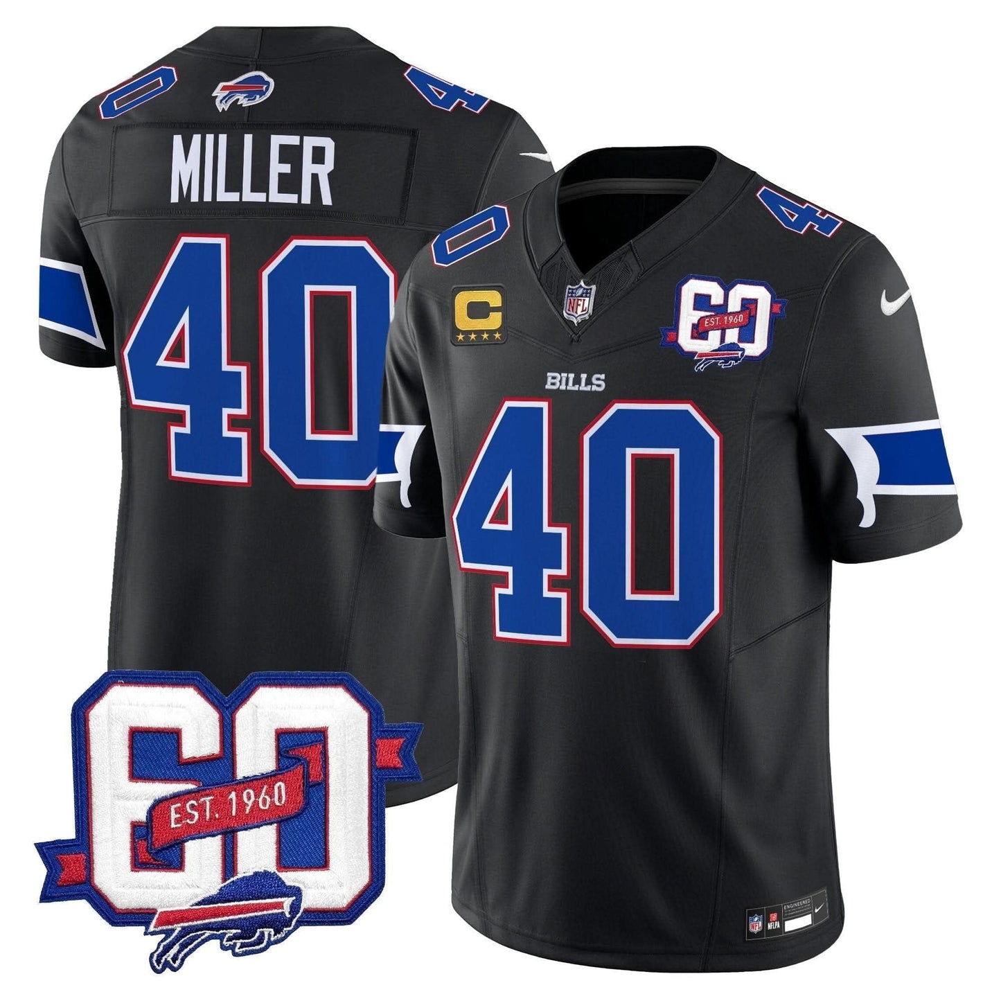 Bills 60th Anniversary Patch Vapor Limited Jersey - All Stitched
