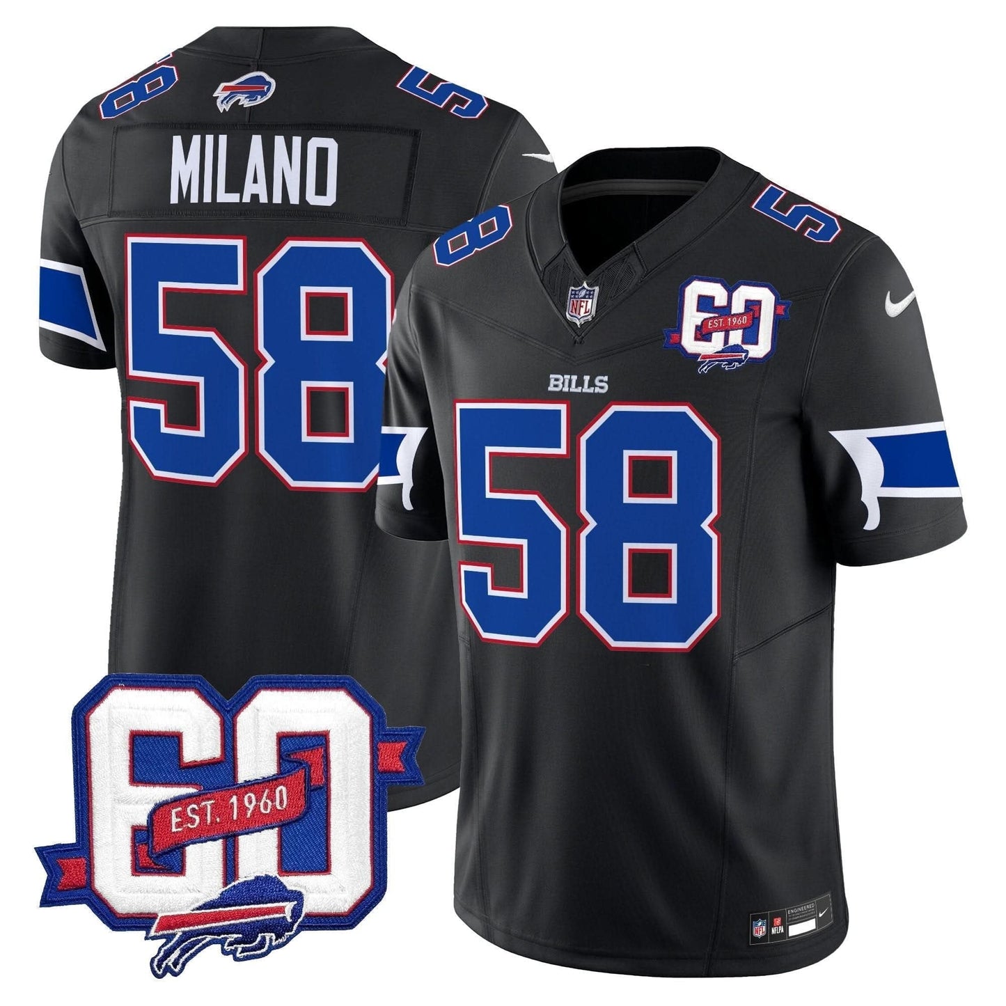 Bills 60th Anniversary Patch Vapor Limited Jersey - All Stitched