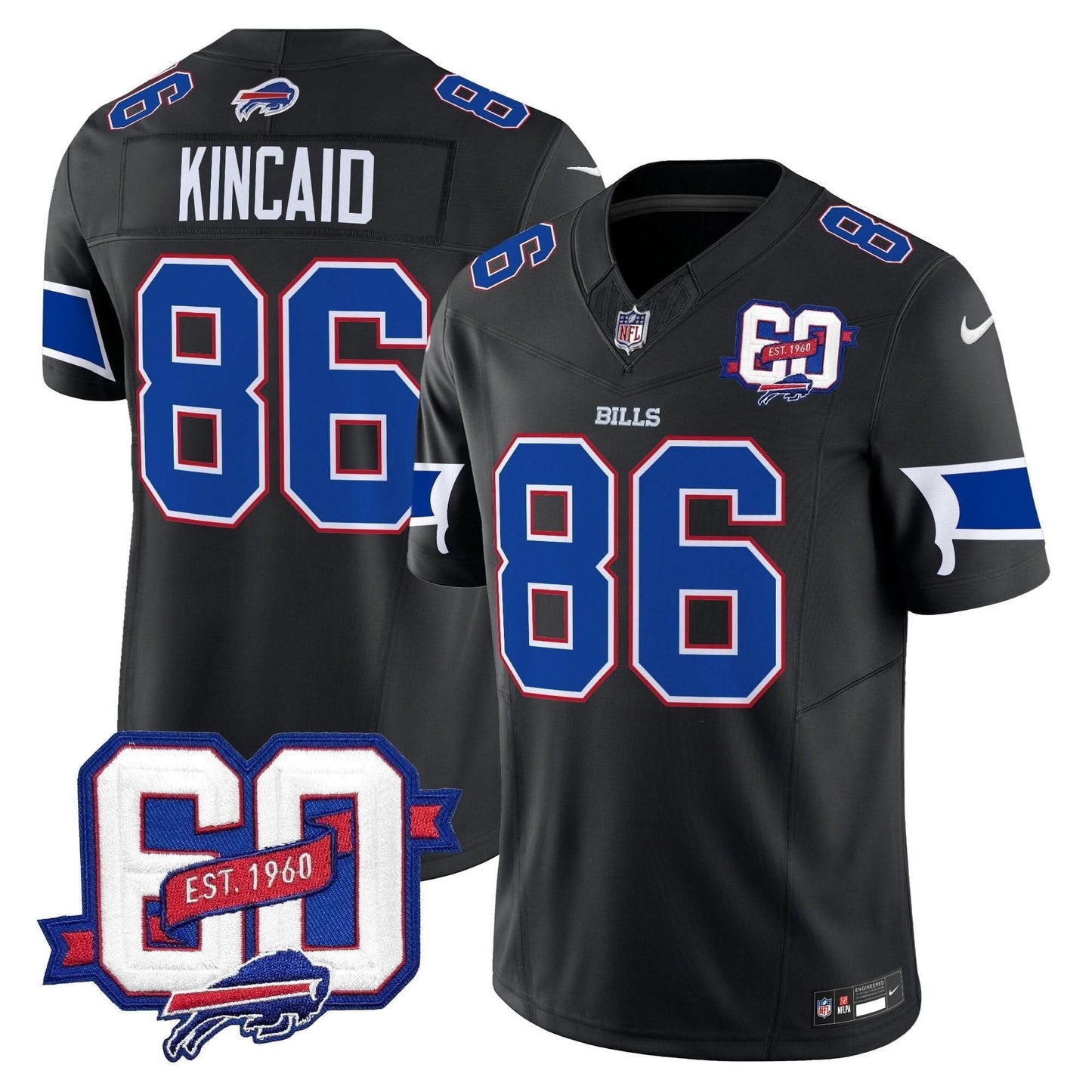 Bills 60th Anniversary Patch Vapor Limited Jersey - All Stitched