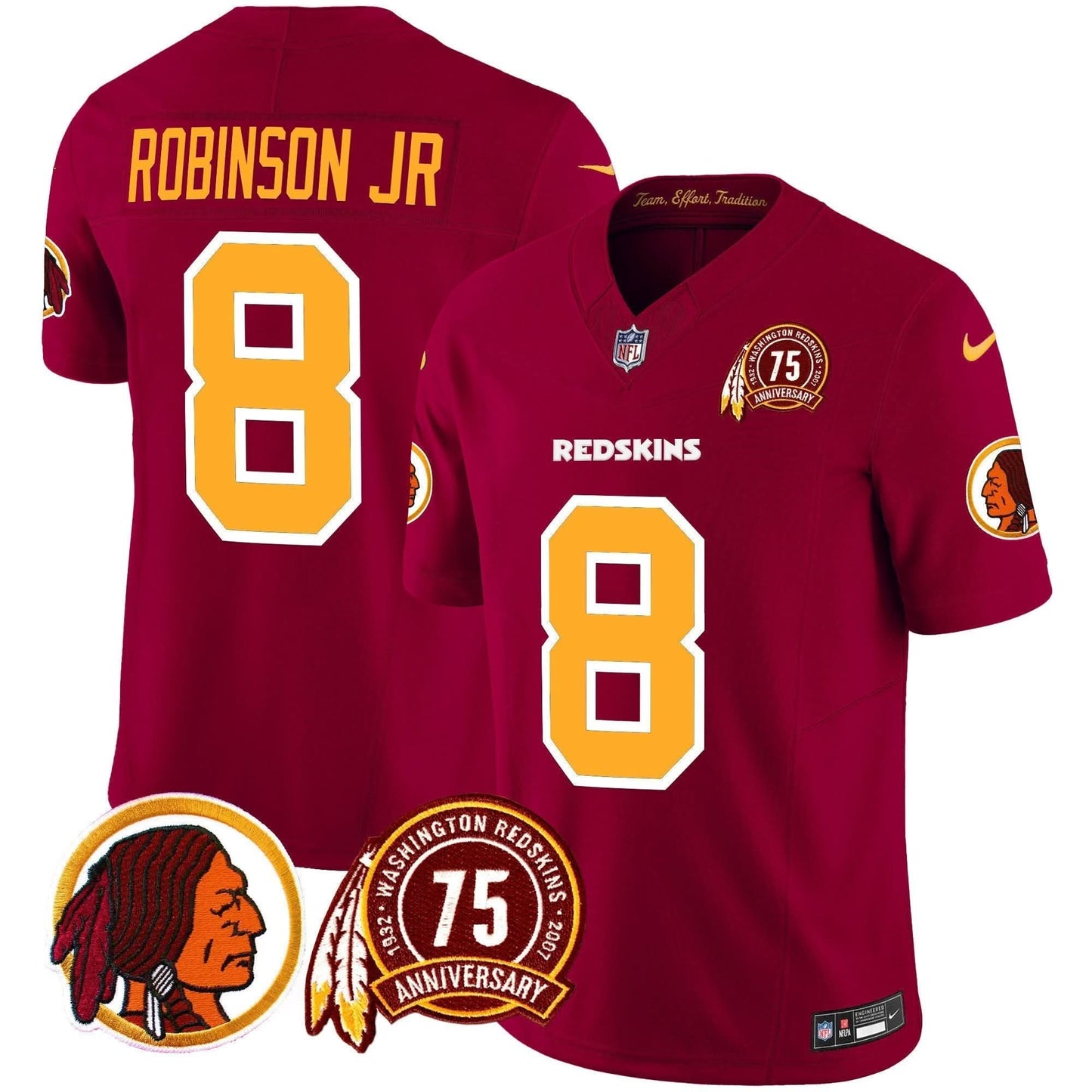 Washington Redskins 75th Patch Throwback Vapor Limited Jersey - All Stitched