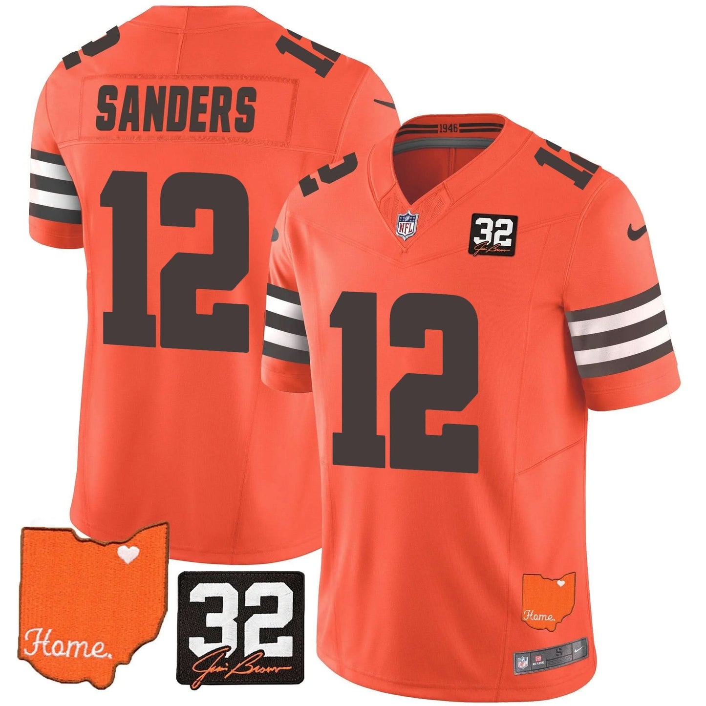 Browns #32 Jim Brown Memorial & Home Patch Vapor Limited Jersey - All Stitched