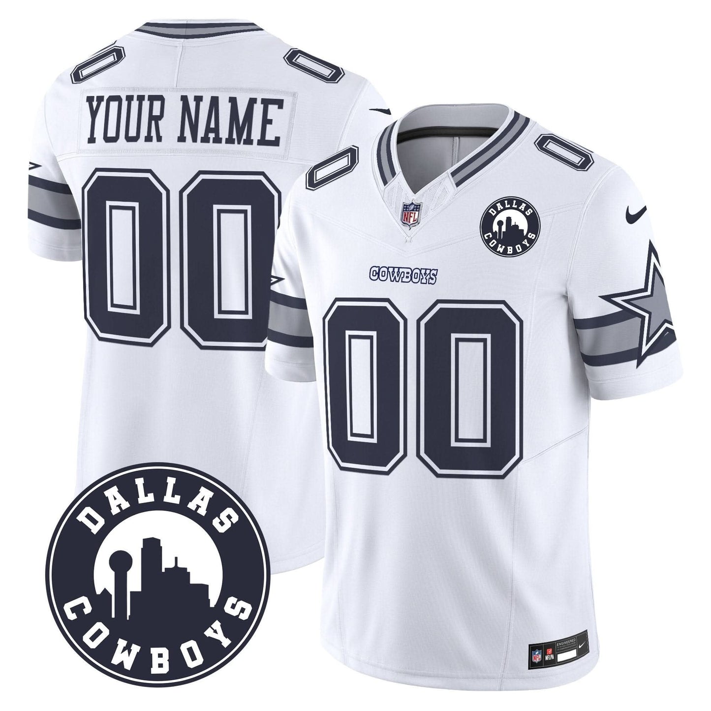 Cowboys "Dallas City" Patch Vapor Limited Custom Jersey - All Stitched
