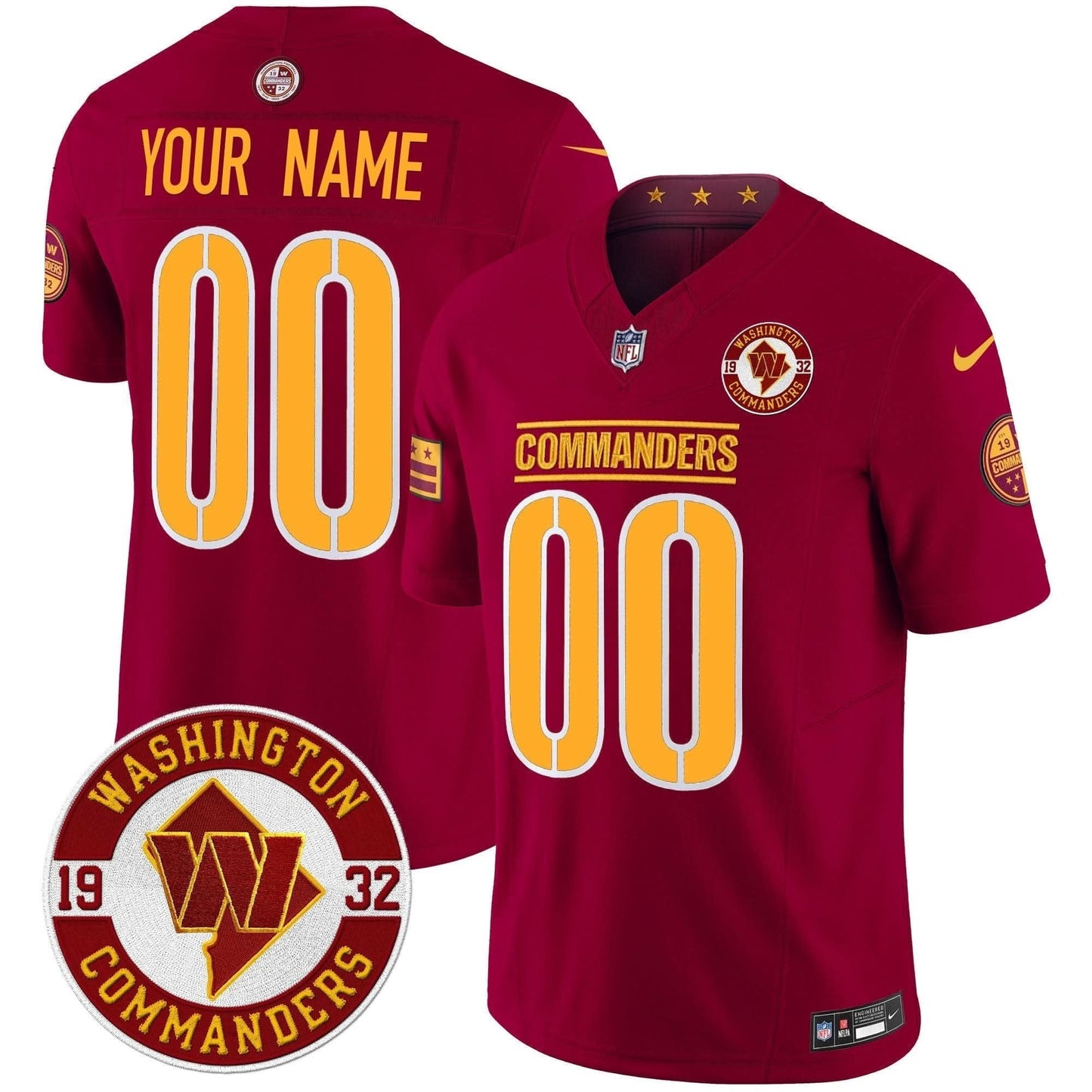 Washington Commanders 2024 Vapor Limited Custom Jersey - Est. 1932 Patch - All Stitched