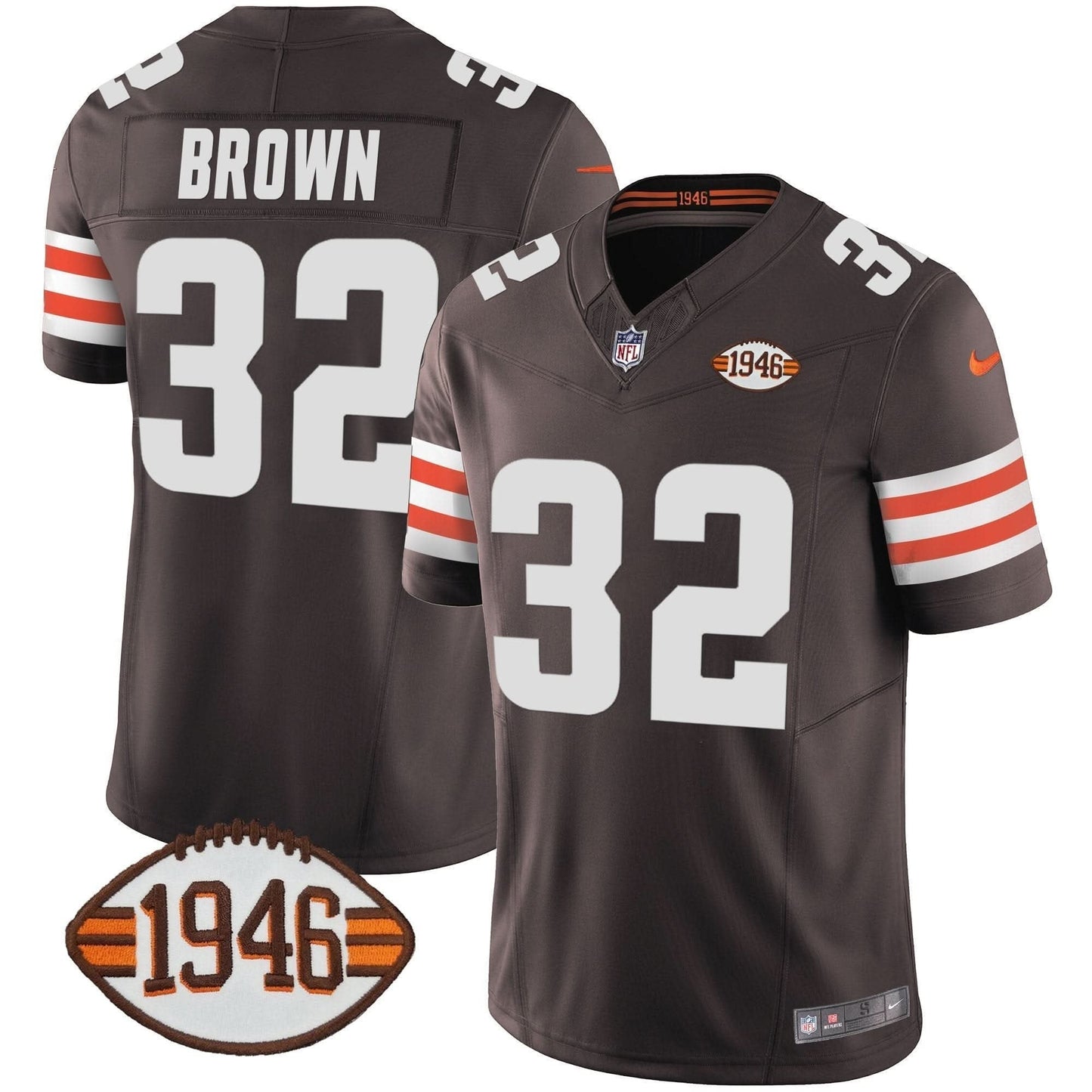 Browns 1946 75th Anniversary Patch Jersey - All Stitched