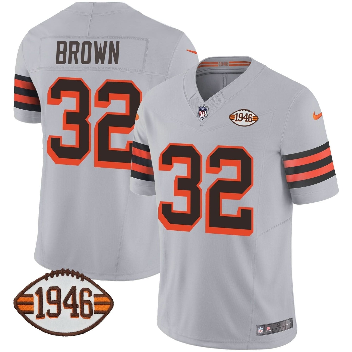 Browns 1946 75th Anniversary Patch Jersey - All Stitched