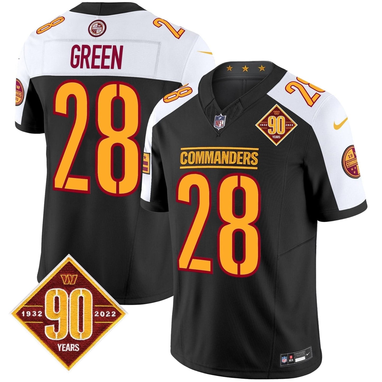 Washington Commanders 90th Anniversary Patch Vapor Limited Jersey - All Stitched