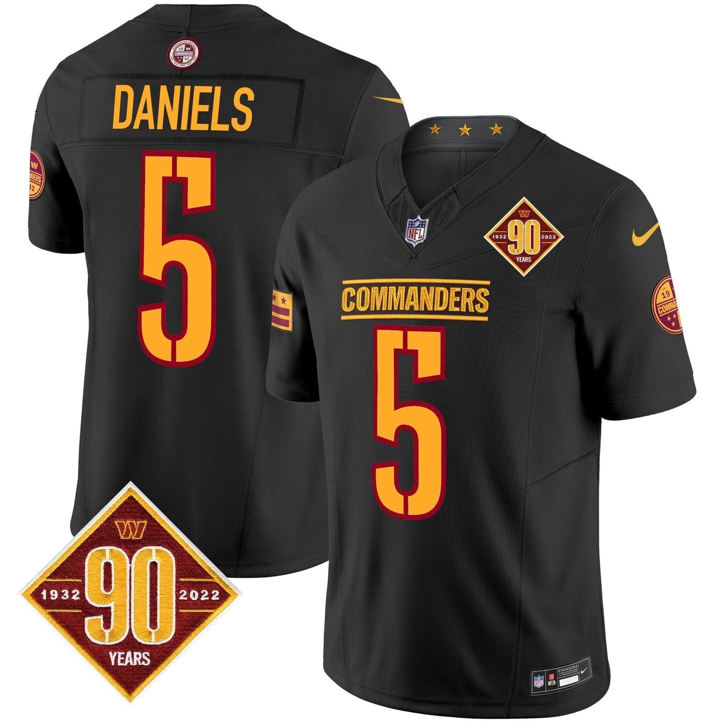Washington Commanders 90th Anniversary Patch Vapor Limited Jersey - All Stitched