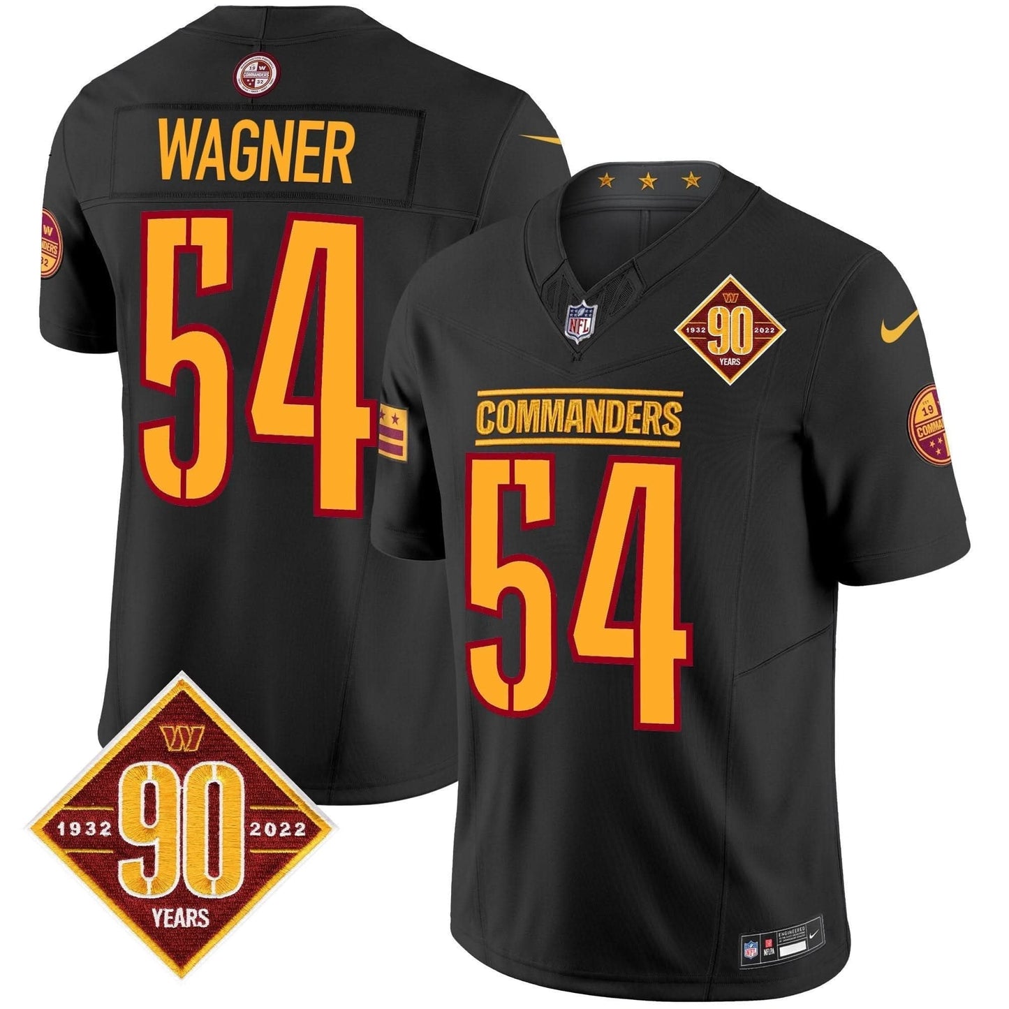 Washington Commanders 90th Anniversary Patch Vapor Limited Jersey - All Stitched