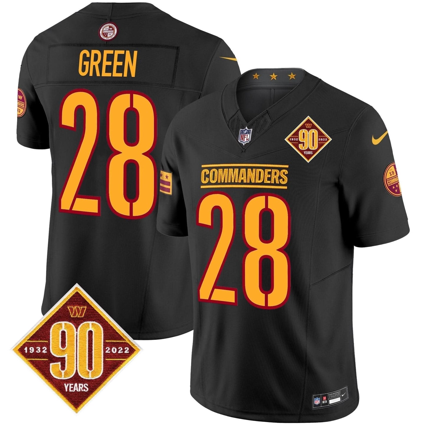Washington Commanders 90th Anniversary Patch Vapor Limited Jersey - All Stitched