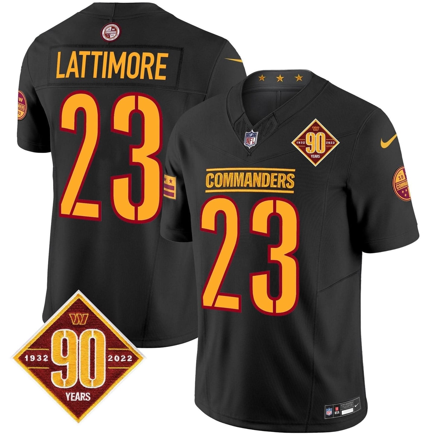 Washington Commanders 90th Anniversary Patch Vapor Limited Jersey - All Stitched