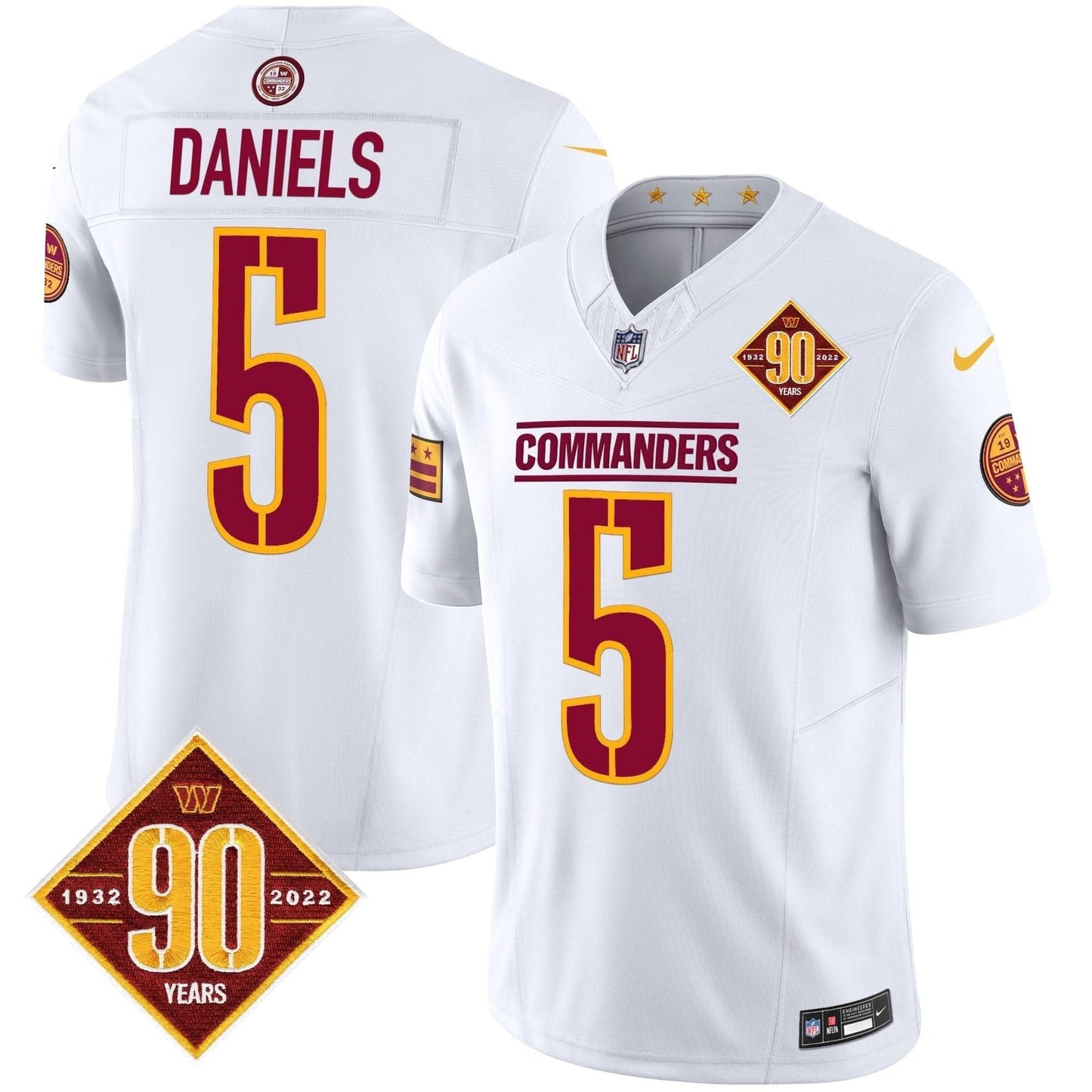 Washington Commanders 90th Anniversary Patch Vapor Limited Jersey - All Stitched