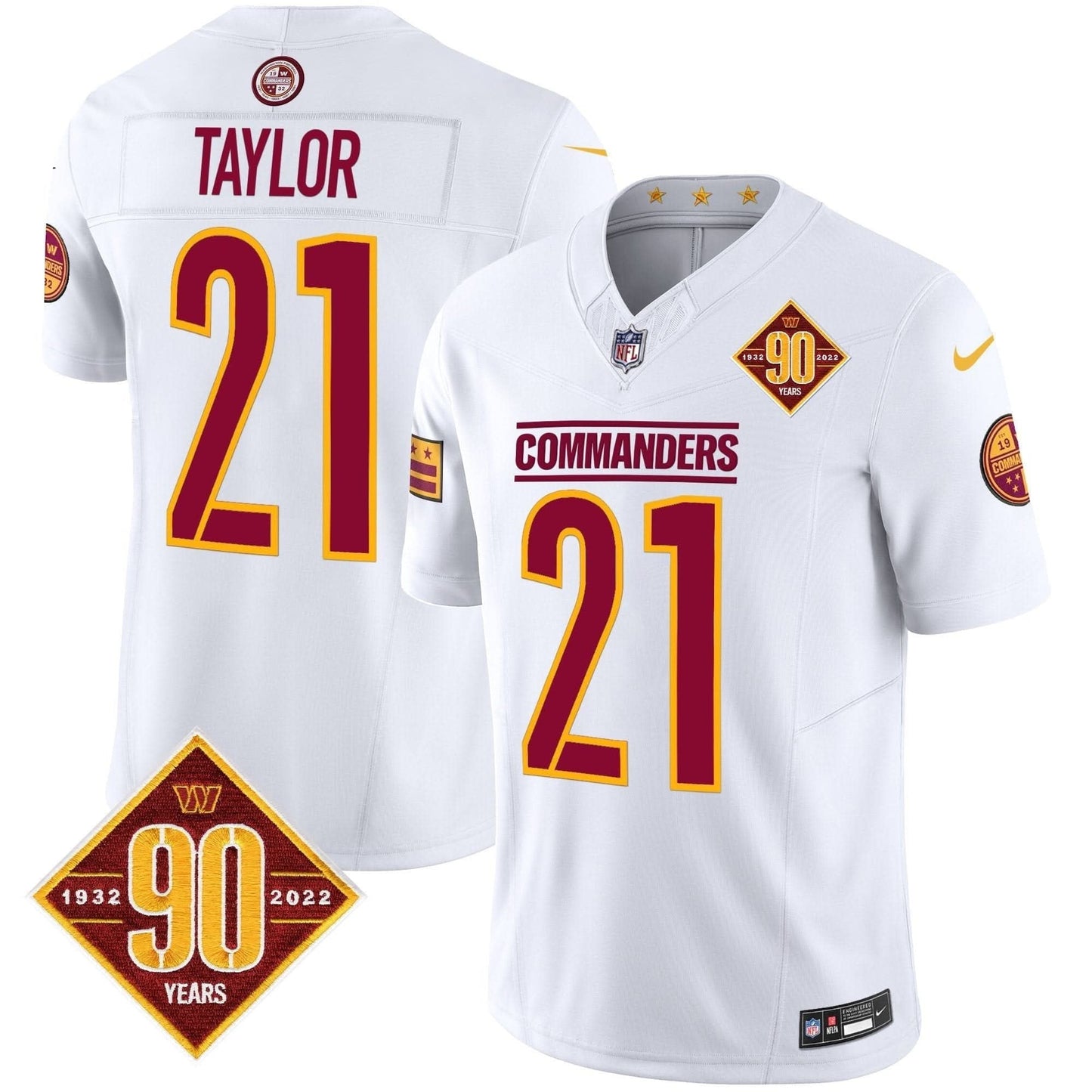 Washington Commanders 90th Anniversary Patch Vapor Limited Jersey - All Stitched