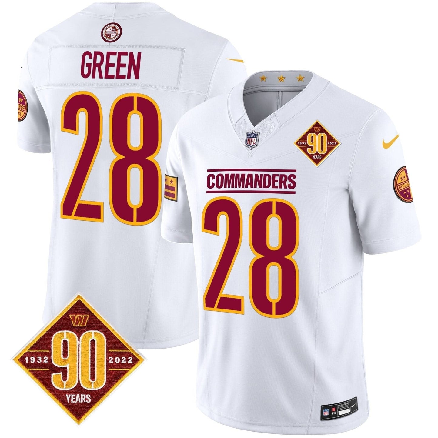 Washington Commanders 90th Anniversary Patch Vapor Limited Jersey - All Stitched