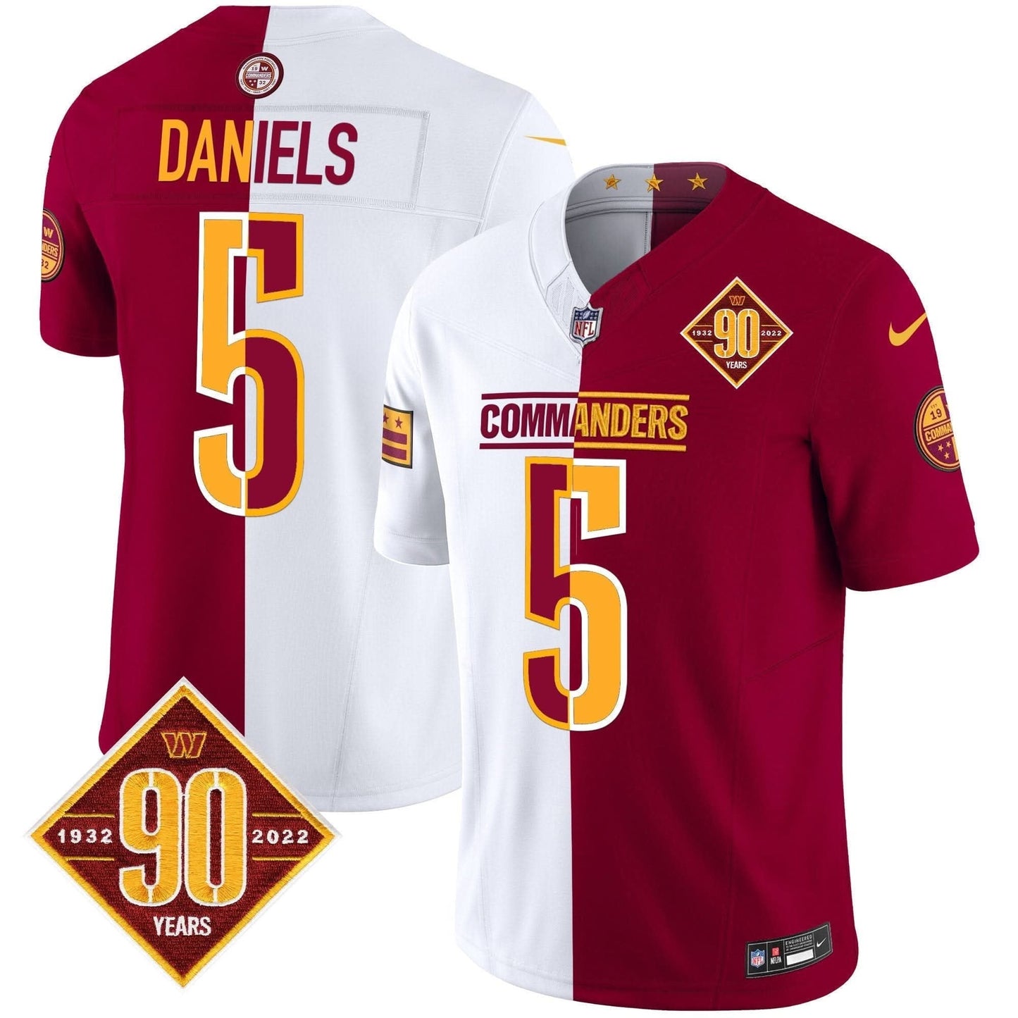 Washington Commanders 90th Anniversary Patch Vapor Limited Jersey - All Stitched