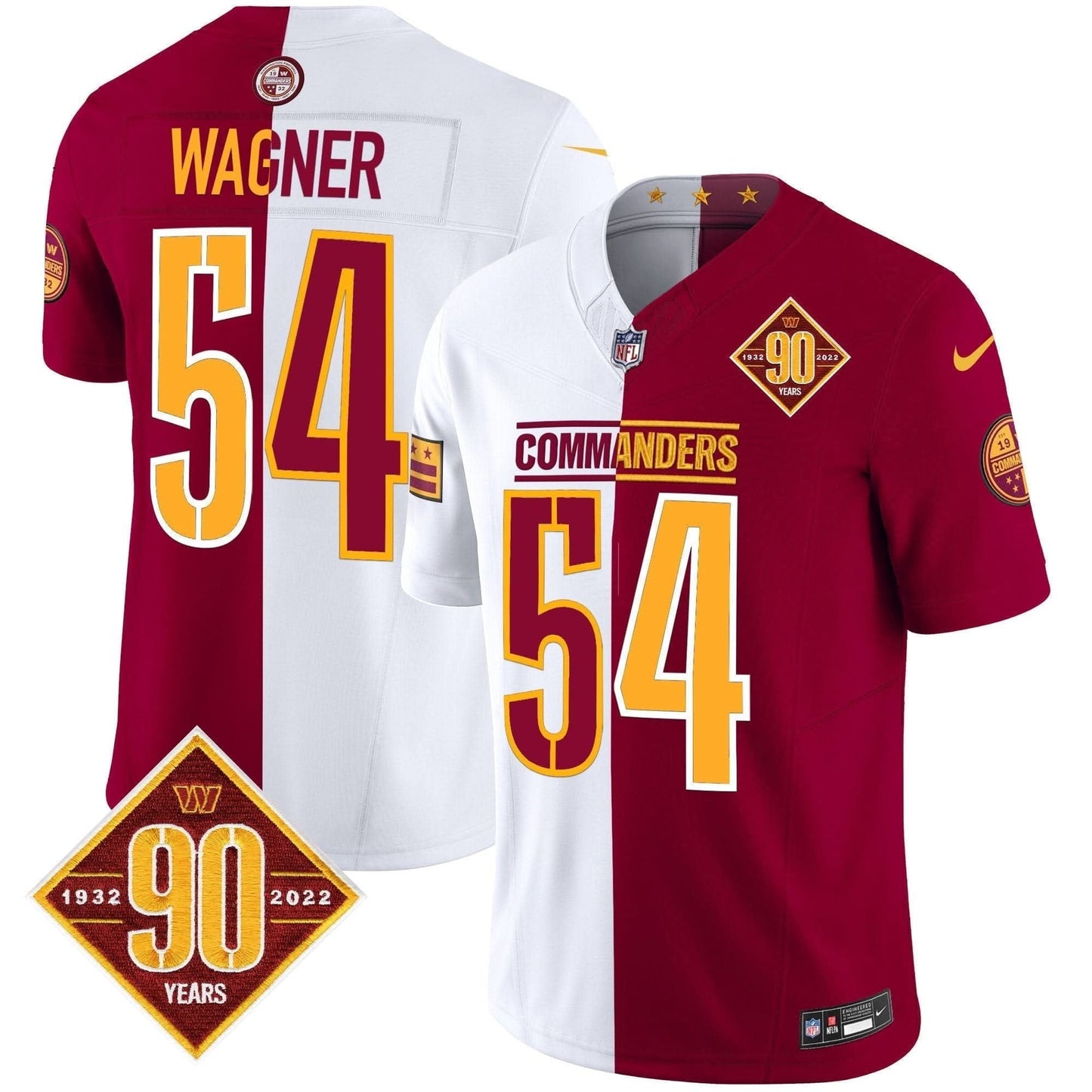 Washington Commanders 90th Anniversary Patch Vapor Limited Jersey - All Stitched