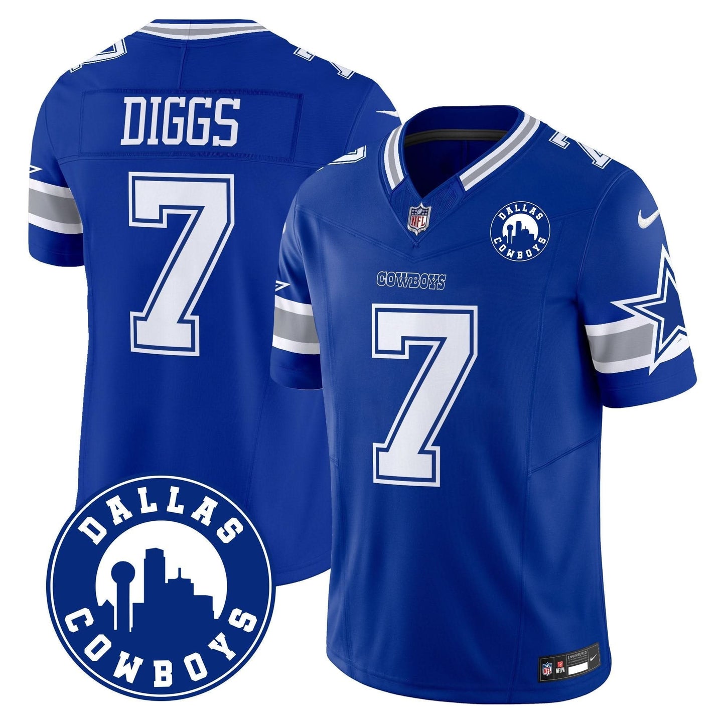 Cowboys "Dallas City" Patch Vapor Limited Jersey - All Stitched