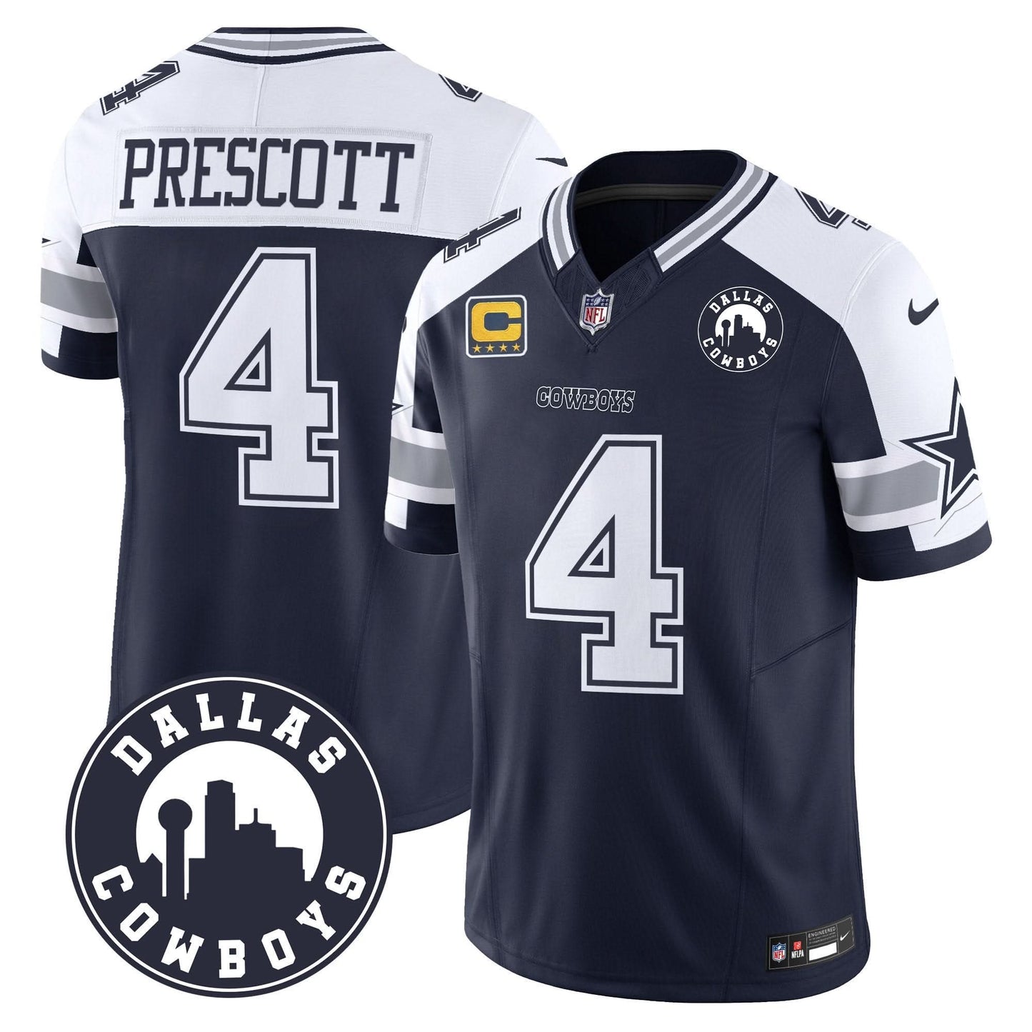 Cowboys "Dallas City" Patch Vapor Limited Jersey - All Stitched