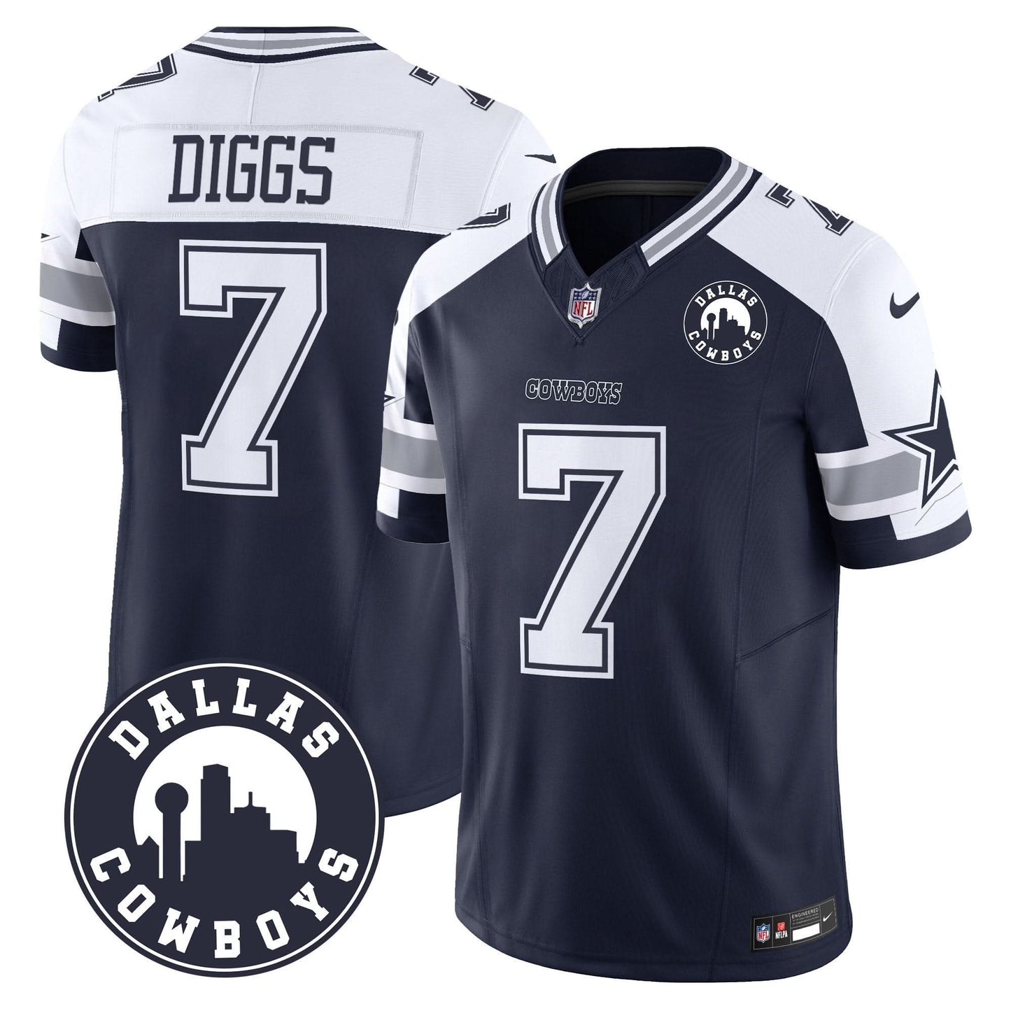 Cowboys "Dallas City" Patch Vapor Limited Jersey - All Stitched