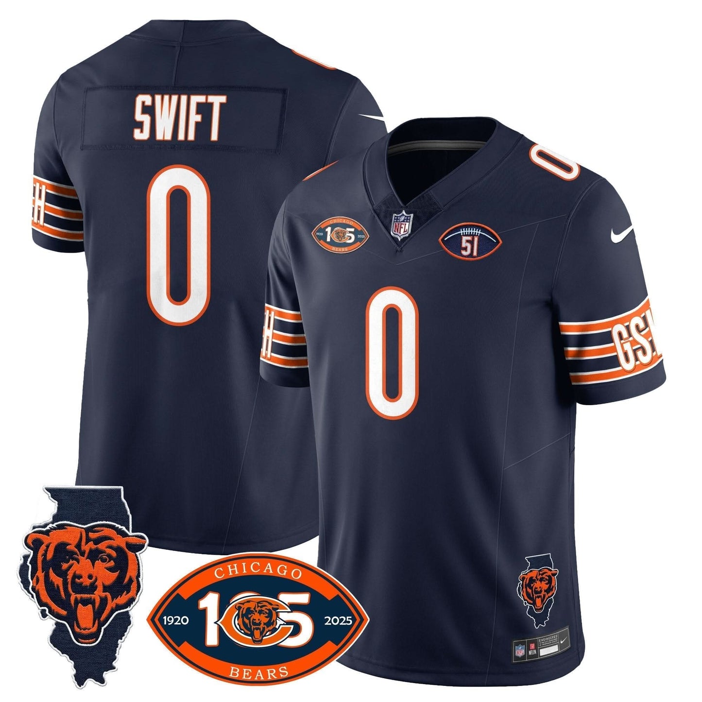 Bears 1920-2025 The Bears Vapor Limited Jersey - All Stitched