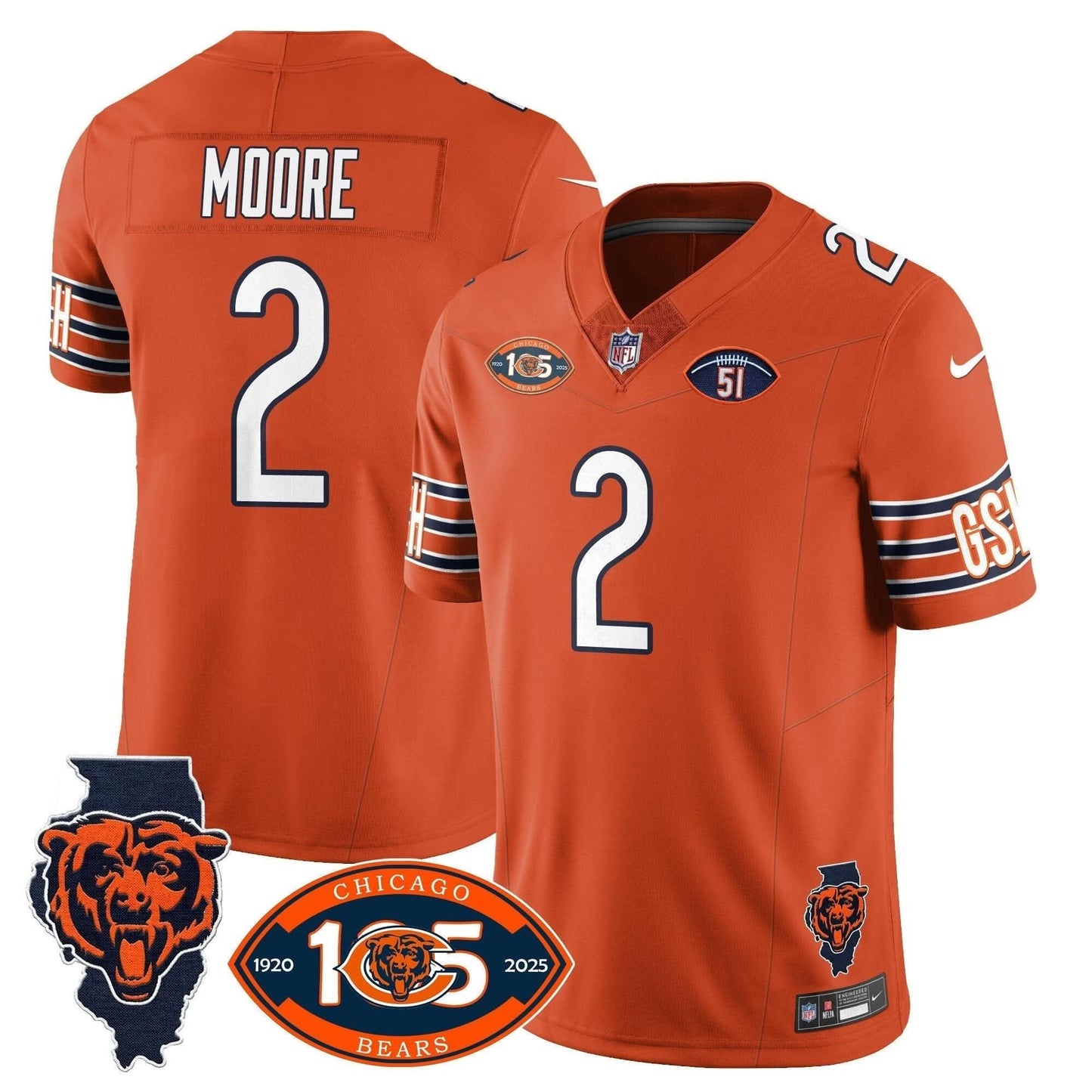 Bears 1920-2025 The Bears Vapor Limited Jersey - All Stitched