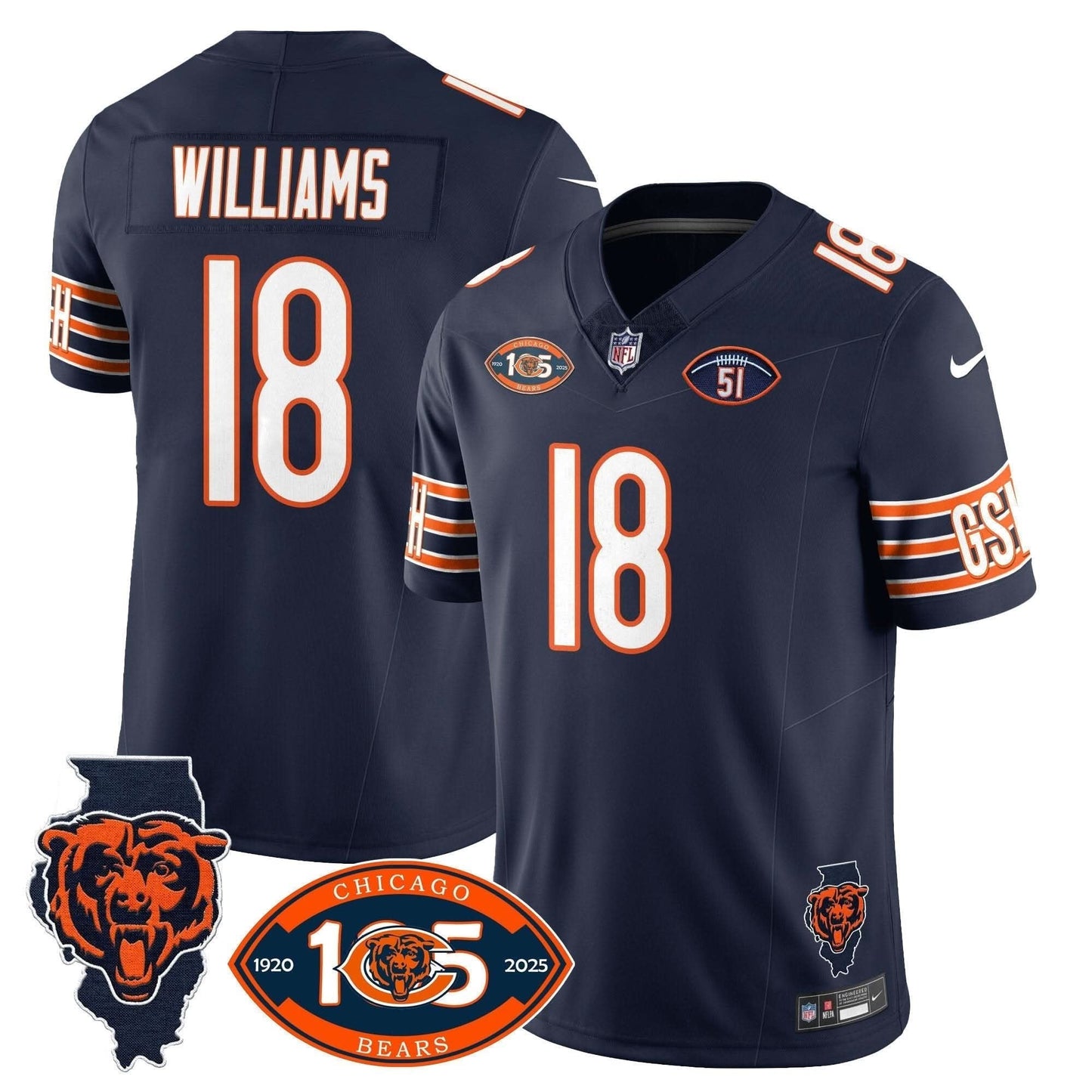 Bears 1920-2025 The Bears Vapor Limited Jersey - All Stitched