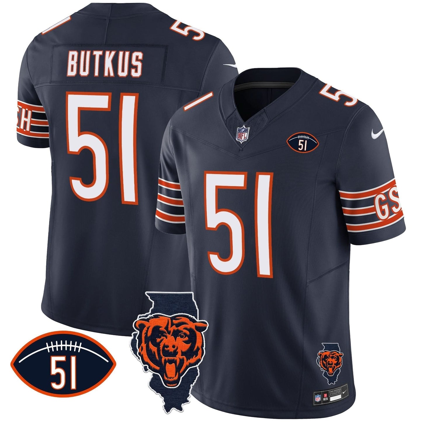 Bears Illinois Patch Vapor Jersey - All Stitched
