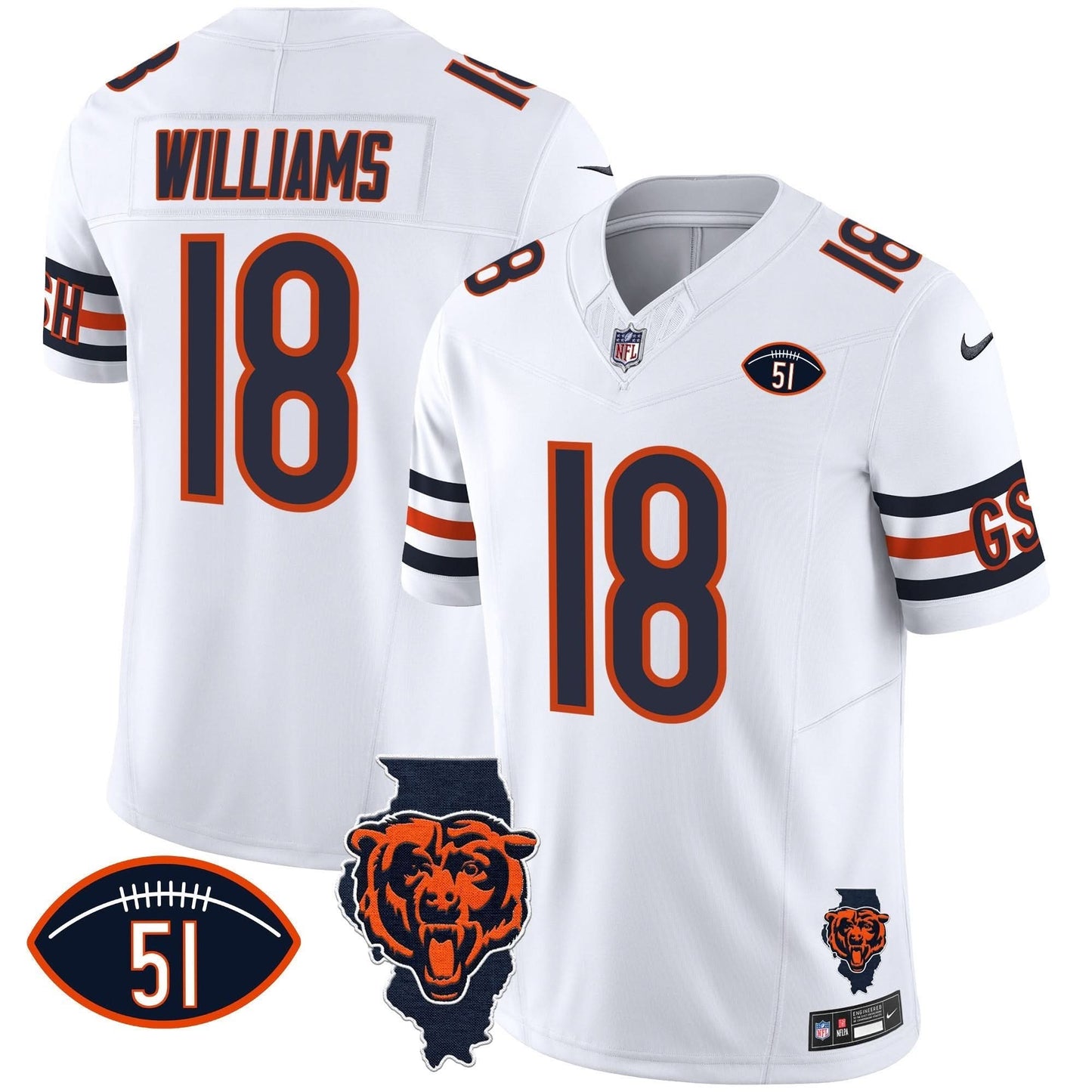 Bears Illinois Patch Vapor Jersey - All Stitched