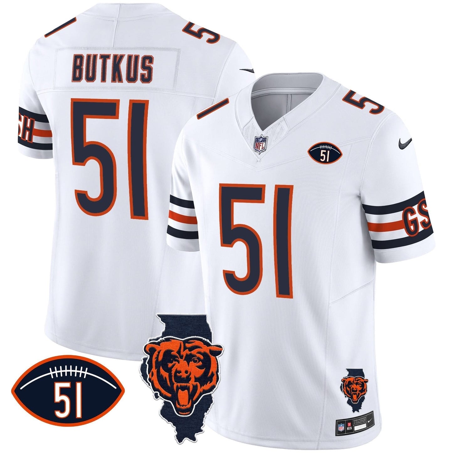 Bears Illinois Patch Vapor Jersey - All Stitched