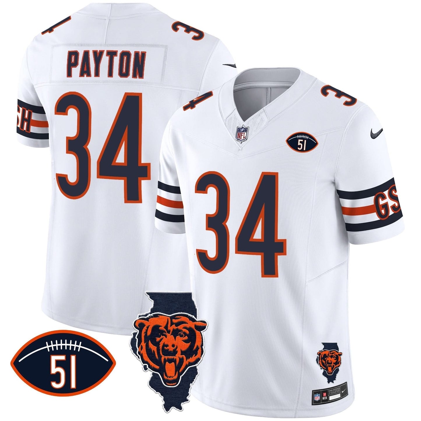Bears Illinois Patch Vapor Jersey - All Stitched