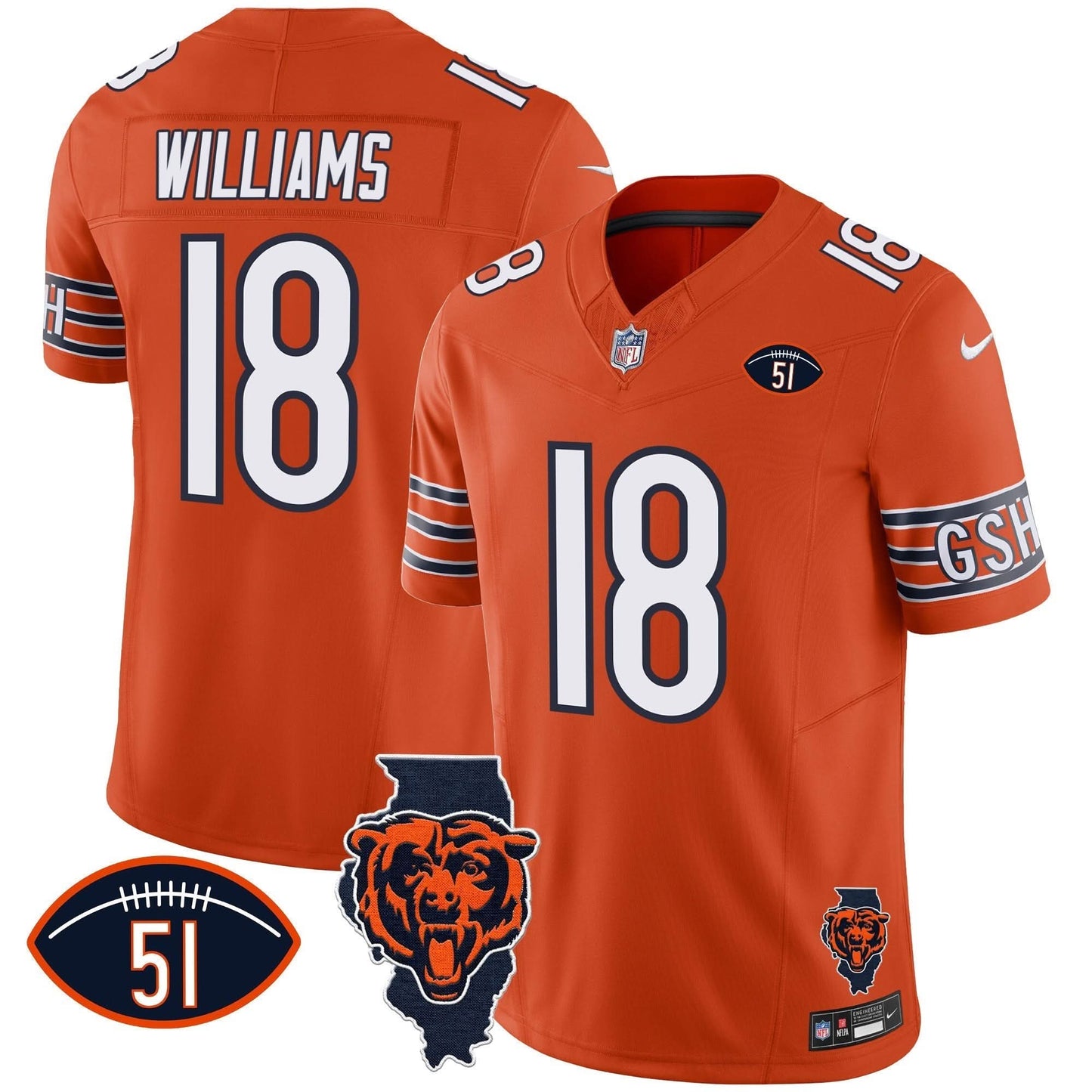 Bears Illinois Patch Vapor Jersey - All Stitched