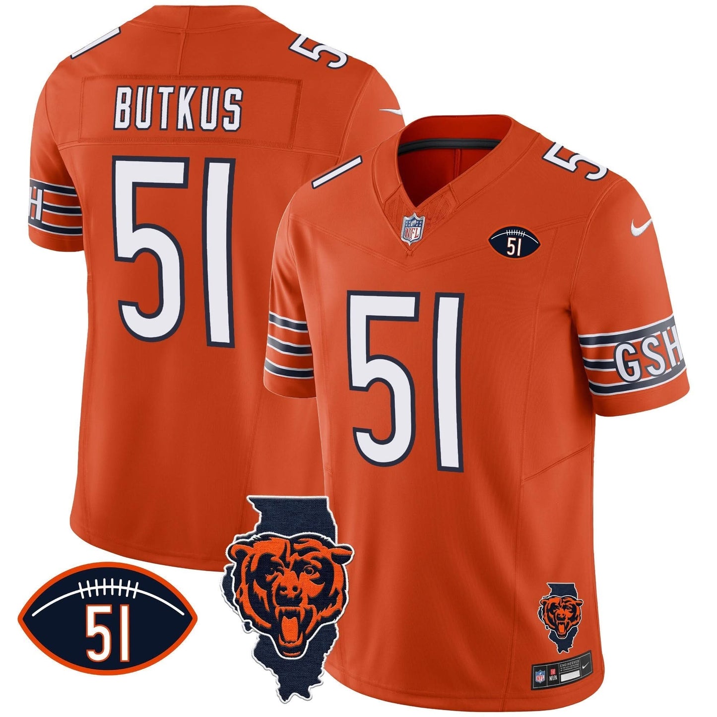 Bears Illinois Patch Vapor Jersey - All Stitched