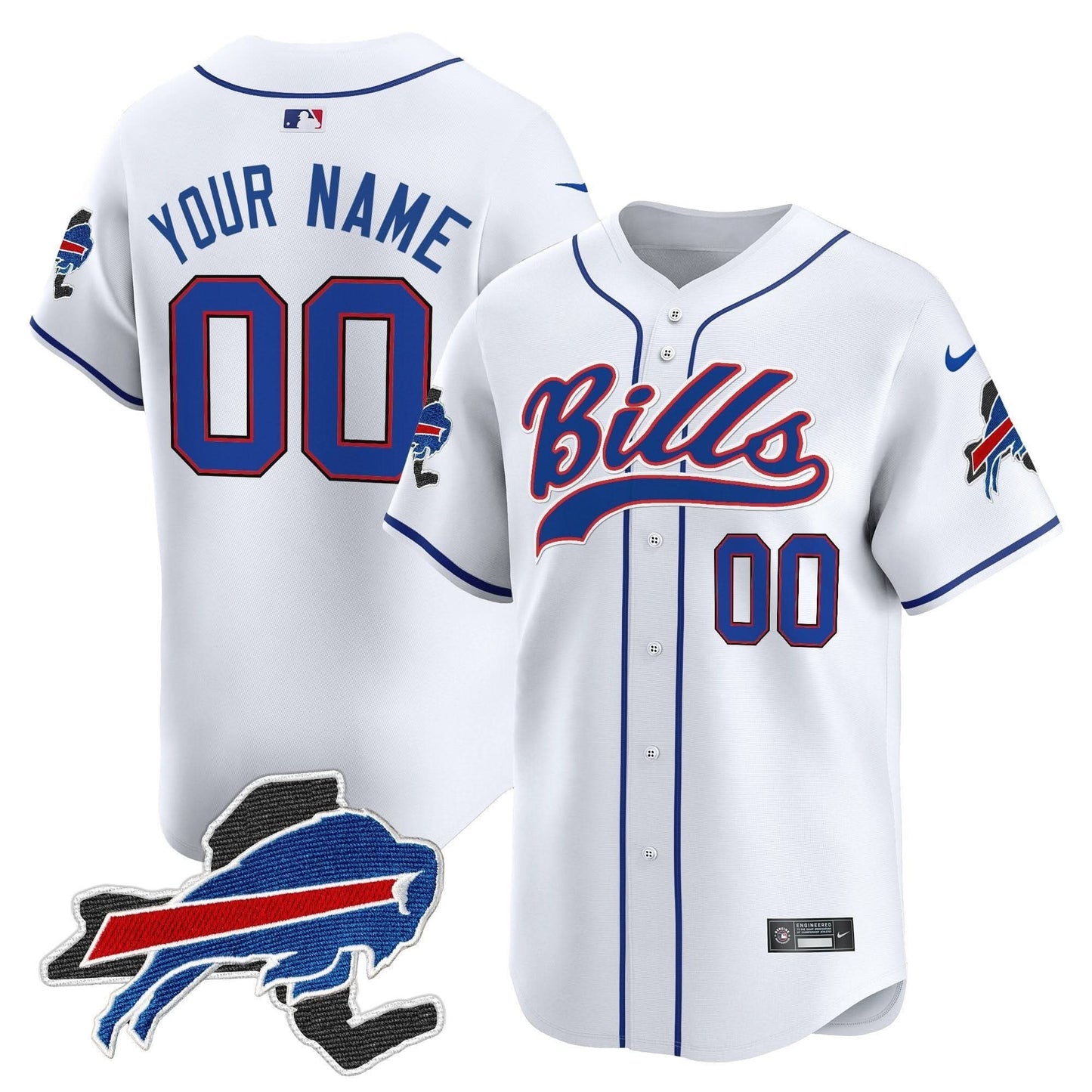 Buffalo Bills 2024 New York Patch Vapor Baseball Custom Jersey - All Stitched