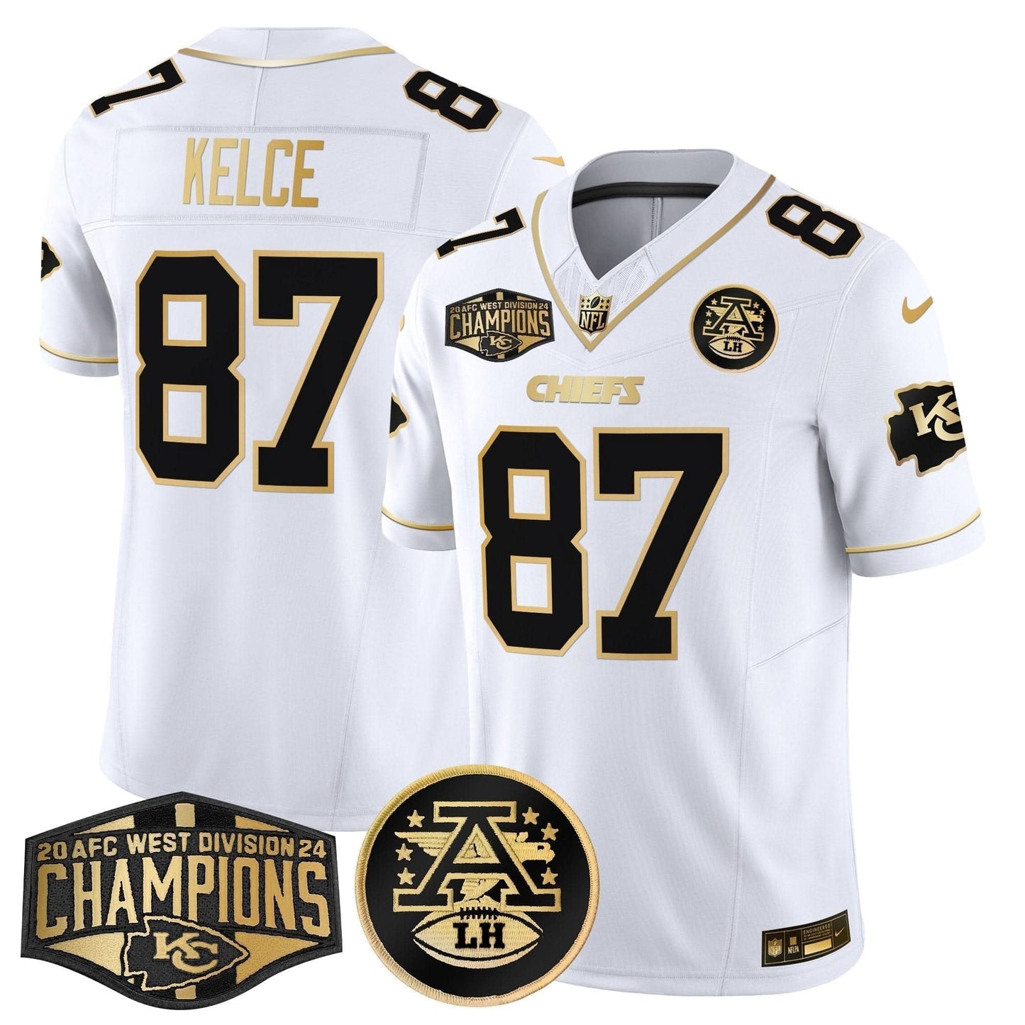 Chiefs 2024 AFC West Division Champions Patch Gold Vapor Limited Jersey - All Stitched