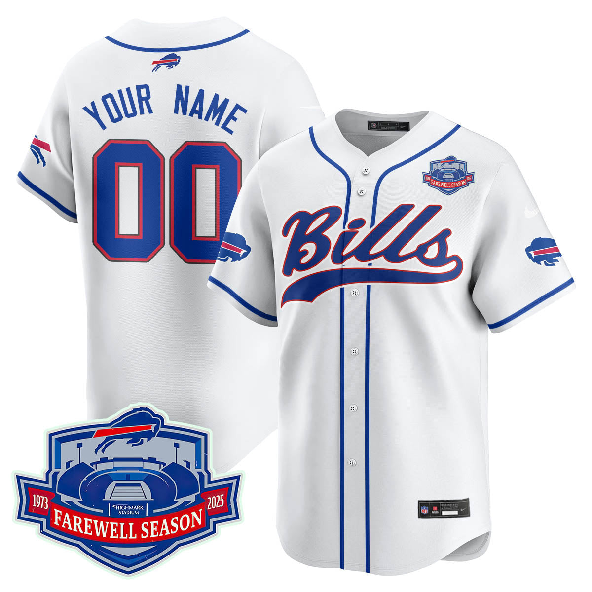 Buffalo Bills 2025 Baseball Custom Jersey All Stitched - Farewell to Highmark Stadium
