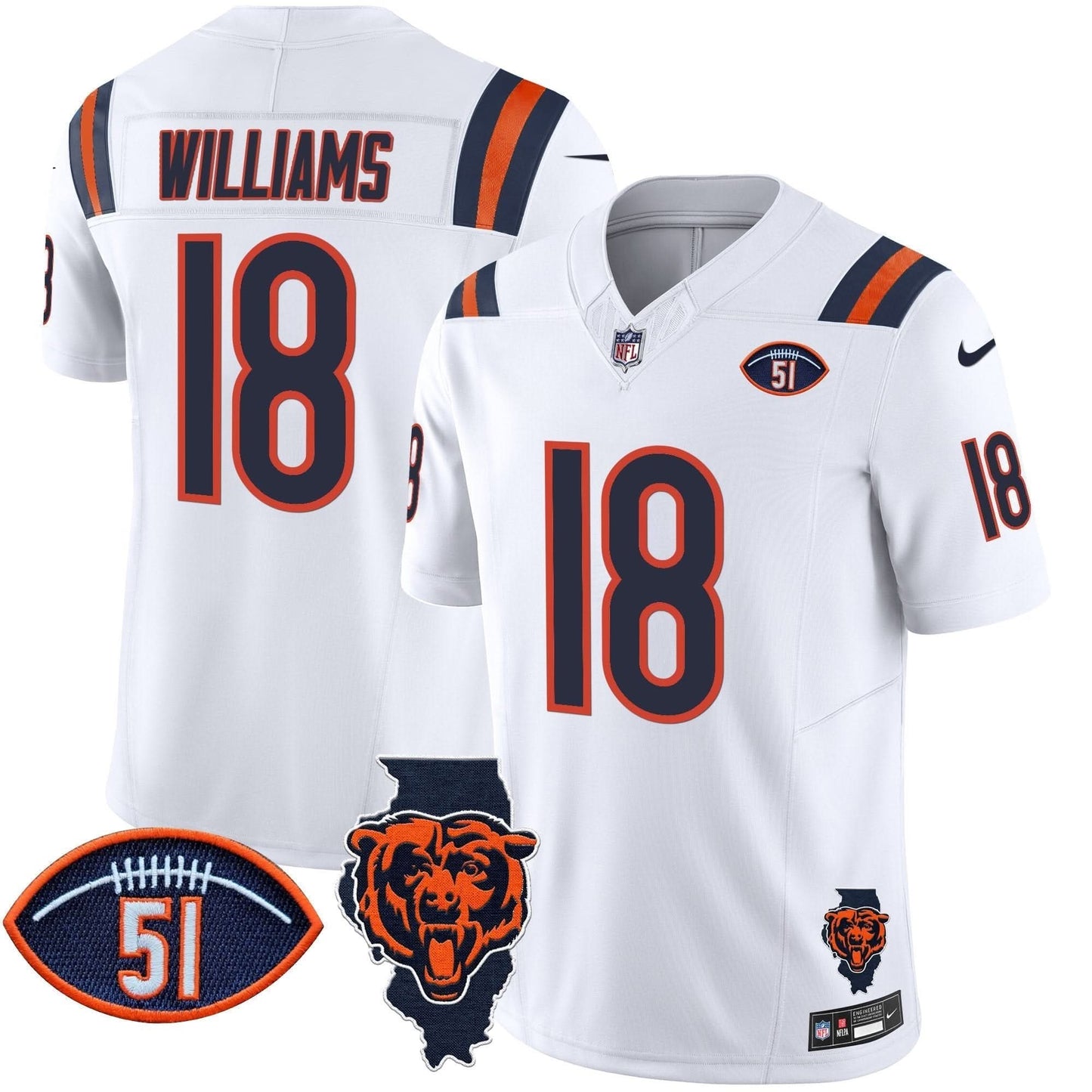 Bears Illinois Patch Vapor Limited Jersey V2 - All Stitched