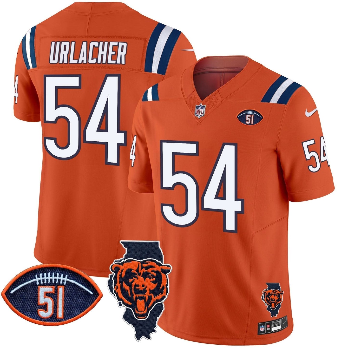 Bears Illinois Patch Vapor Limited Jersey V2 - All Stitched